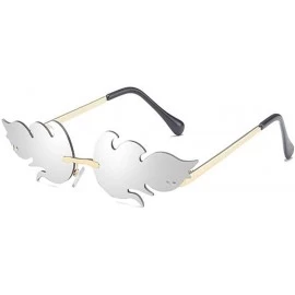 Rimless Rimless Wave Sun Glasses for various funny parties Anti Blue Light sunglasses - Golden/ White - CF199OEMKZW $24.05