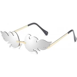 Rimless Rimless Wave Sun Glasses for various funny parties Anti Blue Light sunglasses - Golden/ White - CF199OEMKZW $12.82