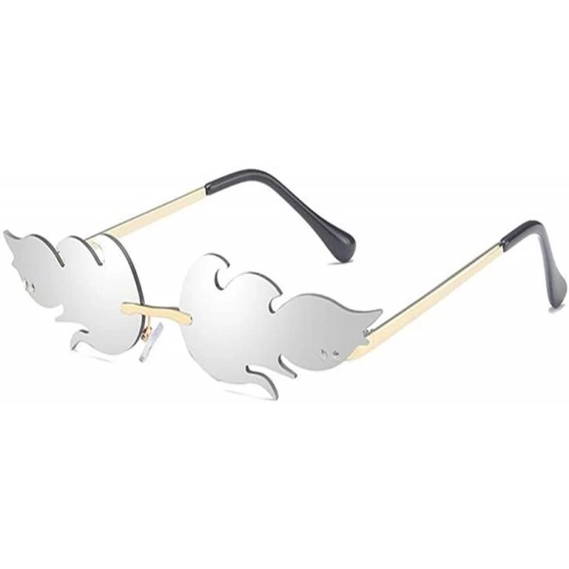 Rimless Rimless Wave Sun Glasses for various funny parties Anti Blue Light sunglasses - Golden/ White - CF199OEMKZW $12.82