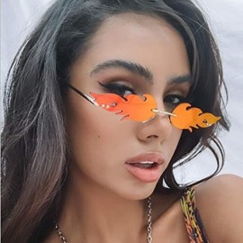 Rimless Rimless Wave Sun Glasses for various funny parties Anti Blue Light sunglasses - Golden/ White - CF199OEMKZW $12.82