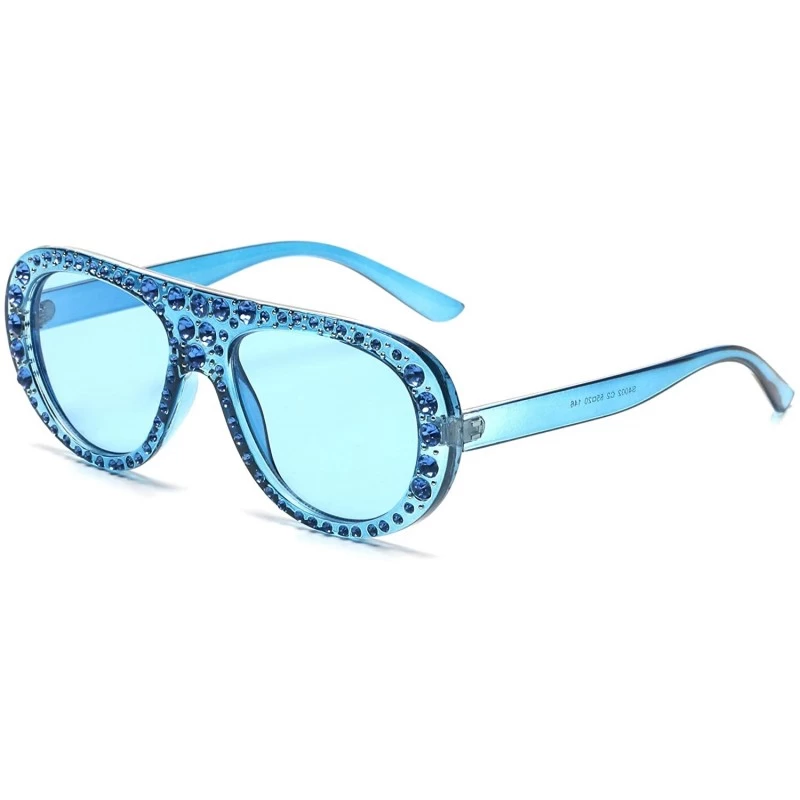 Goggle Women Aviator Fashion Sunglasses - Blue - CZ18WU5Z0UT $16.43