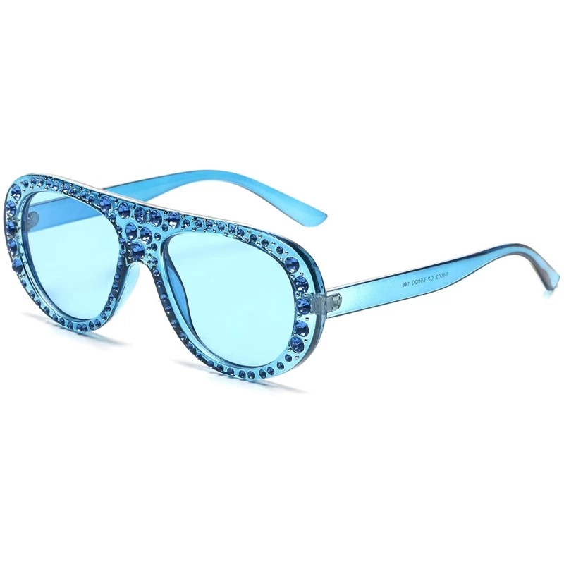 Goggle Women Aviator Fashion Sunglasses - Blue - CZ18WU5Z0UT $37.85
