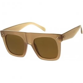 Square Modern Fashion Bold Flat Top Square Horn Rimmed Sunglasses 50mm - Creme / Brown - C212J18FBFH $8.95