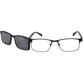 Rectangular Clear Lens Eyeglasses Anti Glare Polarized Clip on Sunglasses Men-9914 - C1 - CY12M9J22GV $64.36