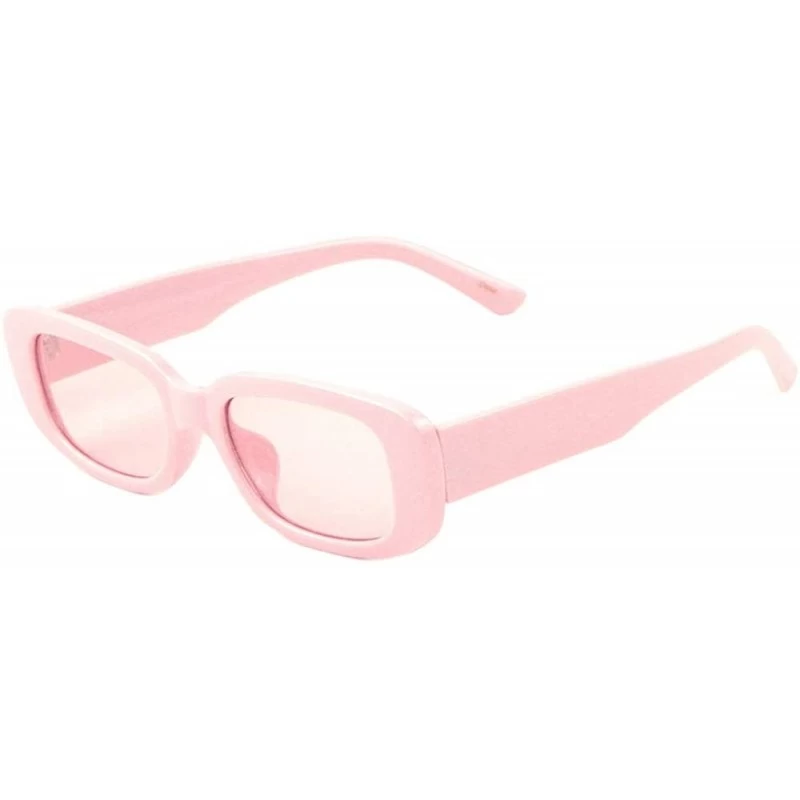 Square Rounded Square Thick Plastic Frame Sunglasses - Pink - CD1983KCDIK $13.33