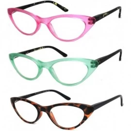 Cat Eye 3 Pairs K04 Retro Woman Cat Eye Full Lens Reading Glasses Spring Temple (Pink/Green/Brown - 1.50) - CK18H22DSL5 $71.18