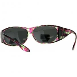 Oversized Polarized Womens Rhinestone Bling Fit Over Floral Print 63mm Sunglasses - Flower - CW18D40S43Q $11.57