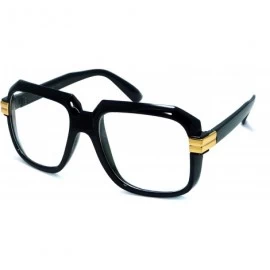 Oversized HIP Hop Rapper Retro Large Oversized Clear Lens Eye Glasses - Black Gold - CM11CIJLZ0H $11.20