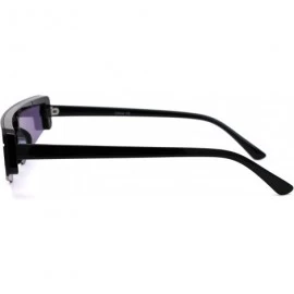 Shield Retro Futurism Flat Top Narrow Shield Plastic Sunglasses - Black White Purple - CQ18X4RRM4D $9.23