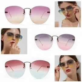 Oversized Fashion Glasse Clear Progressive Colored Lens Ac Borderless Cat Eye glasses women Colorful Crystal Sunglasses - CO1...