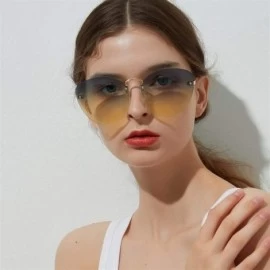 Oversized Fashion Glasse Clear Progressive Colored Lens Ac Borderless Cat Eye glasses women Colorful Crystal Sunglasses - CO1...