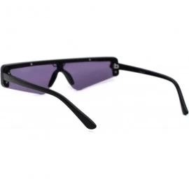 Shield Retro Futurism Flat Top Narrow Shield Plastic Sunglasses - Black White Purple - CQ18X4RRM4D $22.78