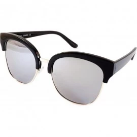 Cat Eye Semi-Rimless Cat-Eye Horn Rimmed Sunglasses Mirrored/Gradient/Smoke Flat Lens A009 - CN193YSCW0Y $17.51