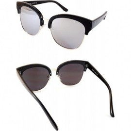 Cat Eye Semi-Rimless Cat-Eye Horn Rimmed Sunglasses Mirrored/Gradient/Smoke Flat Lens A009 - CN193YSCW0Y $9.45