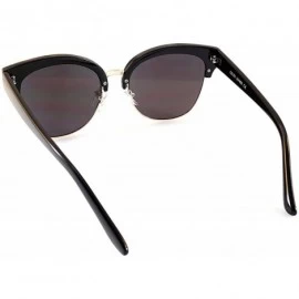 Cat Eye Semi-Rimless Cat-Eye Horn Rimmed Sunglasses Mirrored/Gradient/Smoke Flat Lens A009 - CN193YSCW0Y $9.45