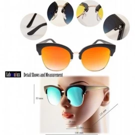 Cat Eye Semi-Rimless Cat-Eye Horn Rimmed Sunglasses Mirrored/Gradient/Smoke Flat Lens A009 - CN193YSCW0Y $9.45