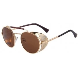 Shield Women Retro Round UV400 Sunglasses Men Shields Sun Glasses - Gold - C717YUWCX07 $10.38