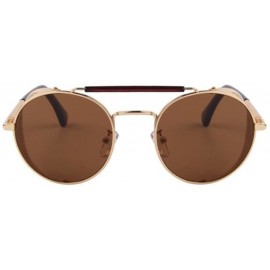 Shield Women Retro Round UV400 Sunglasses Men Shields Sun Glasses - Gold - C717YUWCX07 $10.38