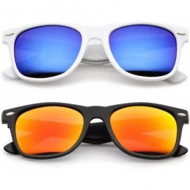 Aviator Retro Sunglasses Horn Rimmed Frame Mirror Lens UV Protection - Assorted Color Mirror Lens - CT11L2YHQNT $8.20