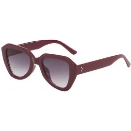 Rectangular Sunglasses Irregular Polarized Glasses - Wine Red - C018U93T8XU $20.21