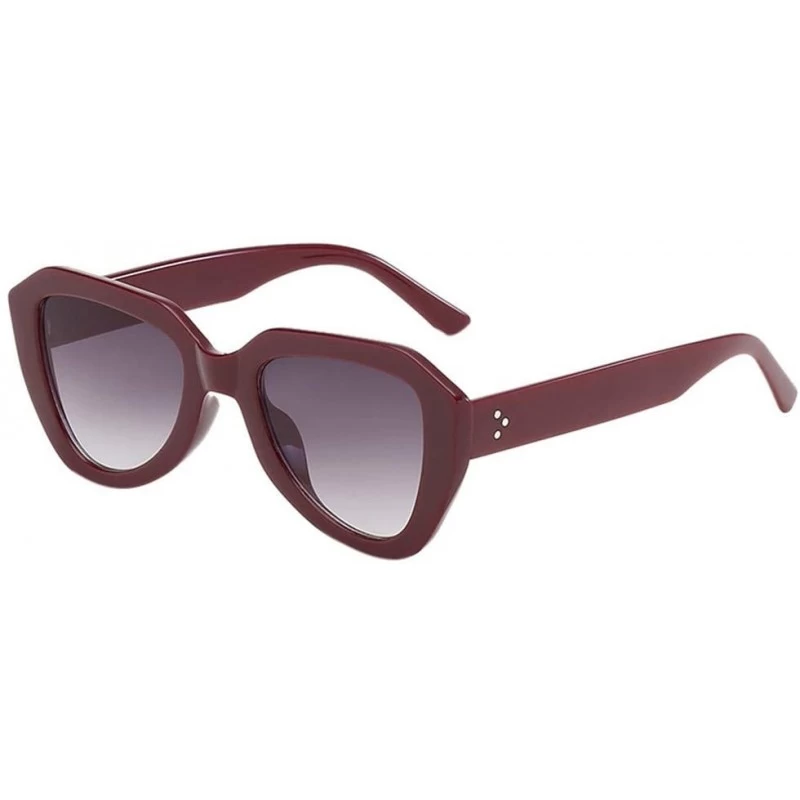 Rectangular Sunglasses Irregular Polarized Glasses - Wine Red - C018U93T8XU $9.01