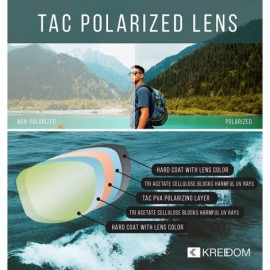 Wrap Polarized Lifestyle Sunglasses Protection Rectangular - CS197CSCH62 $40.44
