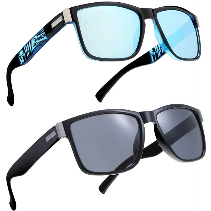 Sport Polarized Sunglasses Driving Glasses Black Purple - 2pcs-blue-black - CC18W4KT8GG $22.11