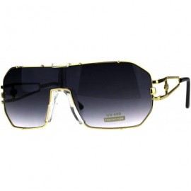 Rectangular Mens Designer Fashion Sunglasses Rectangular Shield Metal Frame UV 400 - Gold (Smoke) - CW18H0O5N3C $21.61