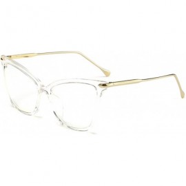 Square Women's Cat Eye Oversized Sunglasses Clear Lens Sun Protection Glasses Retro Classic Party Eyewear - Transparent - CZ1...