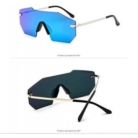 Oversized Men's Sunglasses Big Frame Trendy Sun Glasses Frameless UV400 Eyewear - C4-blue Lens - CU18X8E457A $24.96