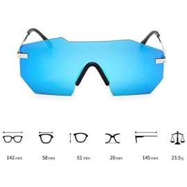 Oversized Men's Sunglasses Big Frame Trendy Sun Glasses Frameless UV400 Eyewear - C4-blue Lens - CU18X8E457A $24.96