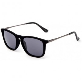 Square "Bonna" Womens Round Suede Material Stlyish Fashion Sunglasses - Black/Smoke - CD127Y3GH13 $20.52