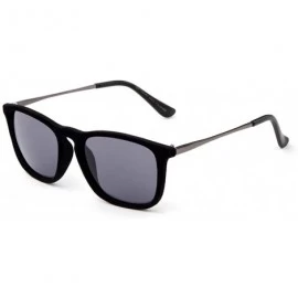 Square "Bonna" Womens Round Suede Material Stlyish Fashion Sunglasses - Black/Smoke - CD127Y3GH13 $19.73