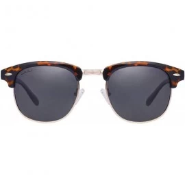 Semi-rimless Retro Polarized Sunglasses for Men Women 8036 - Tortoise/Grey - CW192UW34ZE $17.78
