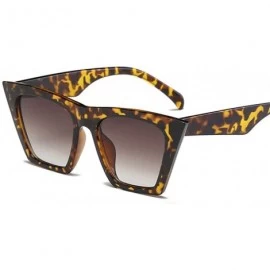 Aviator Fashion Luxury Brand Designer Vintage Flat Top Sunglasses Women Black Leopard - Leopard - CS18Y2NX5U7 $9.40