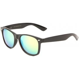 Round Classic Glossy Finish Color Mirror Sunglasses - Green - C61985Z5CLT $15.05