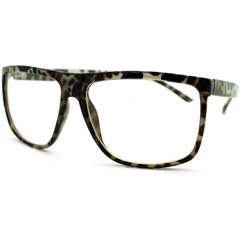 Oversized Oversized Clear Lens Glasses Nerdy Square Rectangular Fashion Eyeglasses - Black Tort - CZ11K5BORCX $18.89