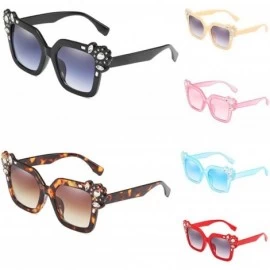 Aviator Neutral Cat Eye Sunglasses Fashion Rhinestone Decoration UV400 Large Frame Eyewear - Blue - C018TQZ3AQH $7.39