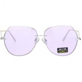 Butterfly Womens Down Temple Swan Arm Metal Rim Butterfly Sunglasses - Silver Purple - CV18O3K0YEZ $13.89