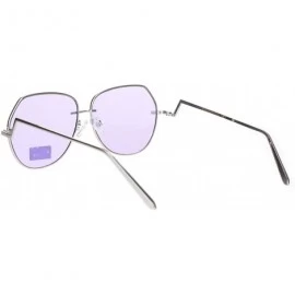 Butterfly Womens Down Temple Swan Arm Metal Rim Butterfly Sunglasses - Silver Purple - CV18O3K0YEZ $13.89