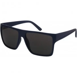 Square Trendy Flat Top Plastic Square Sunglasses for Men Women 1408-SD - Matte Navy Blue Frame/Grey Lens - CP18HZZNLUG $8.56