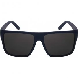 Square Trendy Flat Top Plastic Square Sunglasses for Men Women 1408-SD - Matte Navy Blue Frame/Grey Lens - CP18HZZNLUG $8.56