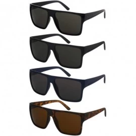 Square Trendy Flat Top Plastic Square Sunglasses for Men Women 1408-SD - Matte Navy Blue Frame/Grey Lens - CP18HZZNLUG $8.56