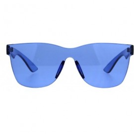 Rimless Solid Flat Panel Rimless Color Horn Rim Hipster Plastic Sunglasses - Blue - CC188524YSD $26.14