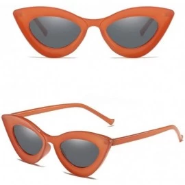 Rectangular Fashion Women Cat Eye Sunglasses Glasses Shades Vintage Retro Style Luxury Accessory (Orange) - Orange - CZ195N22...