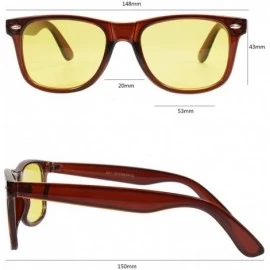 Wayfarer Classic Night Vision Sunglasses Night Driving Glasses Anti Glare Yellow Lens Cloudy/Rainy/Foggy - Matt Black - CX194...