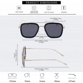 Square Aviator Sunglasses Vintage Gradient Classic - Goldblackgrey - C718ZA0LZ8A $11.53