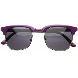 Wayfarer Retro Brow Multi-Color Half Frame Style Horn Rimmed Sunglasses (Purple) - C7117V4UWXF $20.02