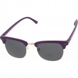 Wayfarer Retro Brow Multi-Color Half Frame Style Horn Rimmed Sunglasses (Purple) - C7117V4UWXF $8.78