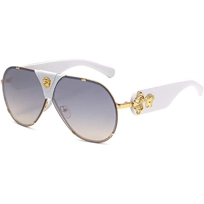 Aviator Pilot Sunglasses for women Mirrored Lens Women's Medusa Sunglasses Men Driving Snglasses UV400 Protection - White - C...